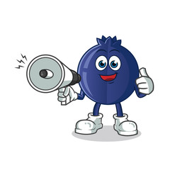 blue berry hold handy loudspeaker mascot vector cartoon illustration