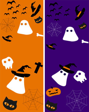 Halloweem banner background yellow and purple