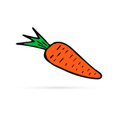 doodle carrots icon, kids art, hand drawing vector illustration