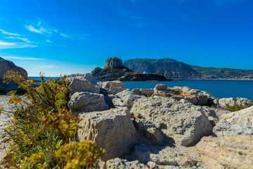 Ancient ruins in front of the sea at Kefalos, Kos Island, Greece