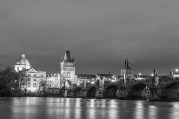 Naklejka premium Charles Bridge on beautiful evening in Prague