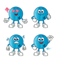 set of bowling ball mascot vector cartoon art illustration