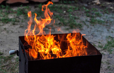 Strong flame in an outdoor oven