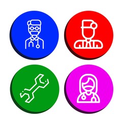 Set of profession icons such as Doctor, Wrench, Surgeon , profession