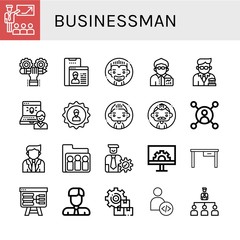 Set of businessman icons such as Presentation, Developer, User, Man, Broker, Banker, Administrator, Businessman, Group, Manager, Engeneering, Desk, Management, Organization , businessman