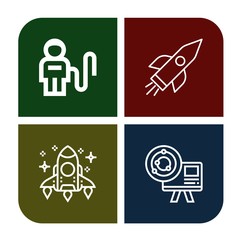 Set of spaceship icons such as Astronaut, Rocket, Astronomy , spaceship