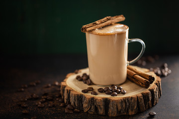 Coffee cinnammon drink with milk
