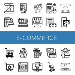 Set of e-commerce icons such as Box, Smartphone payment, Order, Online payment, Buying, Online shop, Online shopping, Payment method, Shopping cart, Seo and web, Trolley , e-commerce