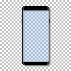 Smartphone on a transparent background. Mobile gadget model. Vector realistic image.