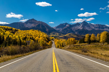 San Juan Scenic Byway near Telluride Colorado on fall day