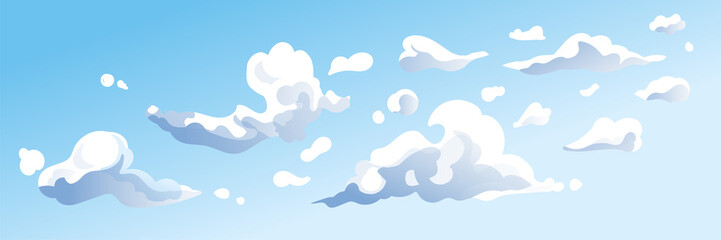 clouds in the sky - abstract blue background. clear panorama. dream, future, climate and weather vector illustration