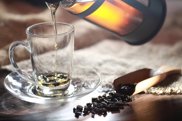 Brewed tea on a serving table