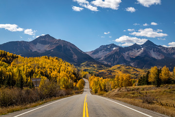 San Juan Scenic Byway near Telluride Colorado on fall day