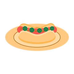 Hot dog on a plate. Fast food menu. Concept illustration vector