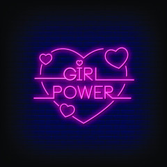 Girl Power Neon Signs Style Text Vector