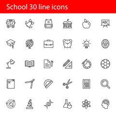 School line icons set, education thin icons collection, vector illustration eps10