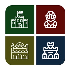 Set of fortress icons such as Fortification, Knight, Cairo citadel, Fortress , fortress