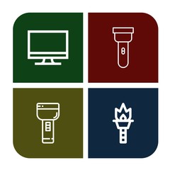 Set of led icons such as Monitor, Torch, Flashlight , led