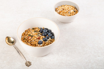 Healthy breakfast from quinoa granola