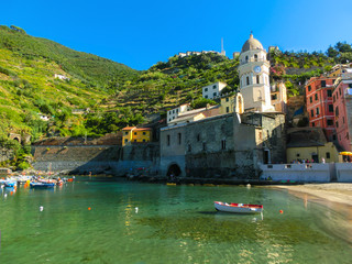 Sandy beach in Vernazza town, Cinque Terre National Park