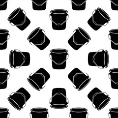 Bucket Icon, Water Bucket Icon Seamless Pattern