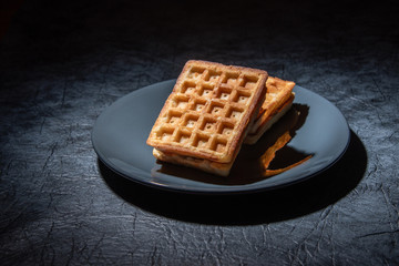 Soft Viennese waffles on a plate
