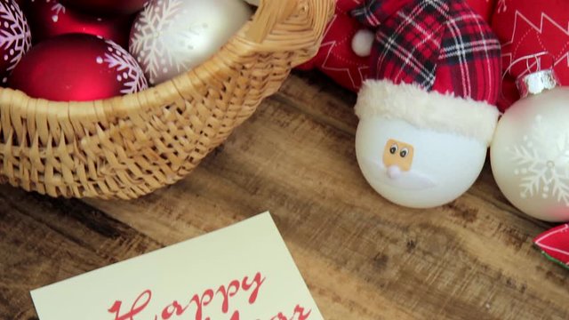 christmas card with decorations and christmas balls