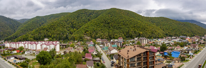 Local architecture of Krasnaya Polyana resort, Sochi, Russia