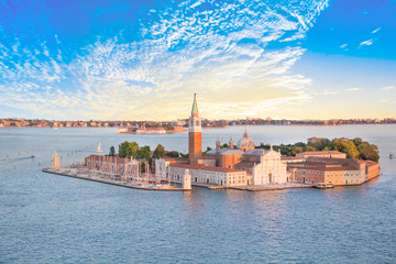 Beautiful view of the Cathedral of San Giorgio Maggiore, on an island in the Venetian lagoon, Venice, Italy