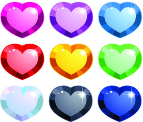 colorful heart shaped gemstones