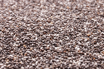 Chia seeds as background. Superfood concept. Closeup view