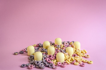 A delicious pile of sweets marshmallows cereal