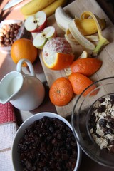Preparation of traditional Bircher Muesli with fresh fruits