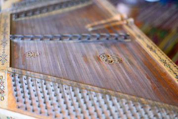 Cymbals string percussion musical instrument. Close up