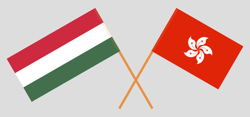 Hong Kong and Hungary. Hongkong and Hungarian flags
