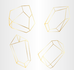 Vector set of luxury golden crystal shapes. Isolated illustration element. Isolated illustration element.