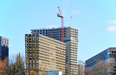 Construction of the new modern residential complex in Moscow