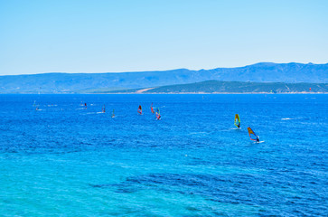 Fototapeta na wymiar Training windsurfers in Croatia.