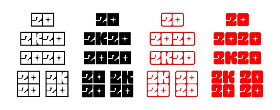 2020 Numbers Set. Happy New Year 2020 stickers design with modern typography. Vector illustration