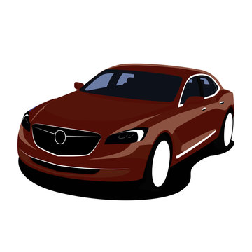 Sedan brown realistic vector illustration isolated