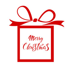 Merry Christmas. Vector text Calligraphic Lettering design card template with snowflakes. Creative typography for Holiday Greeting Gift Poster. Calligraphy Font style Banner.