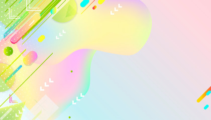 Liquid color background banner ecology futuristic light minimal geometric green and yellow lines and points