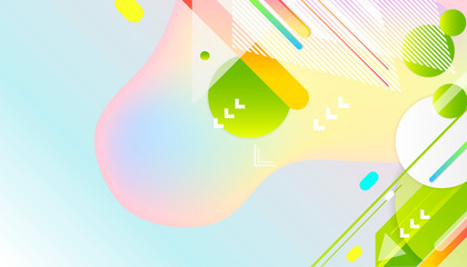 Fototapeta premium Liquid color background banner ecology futuristic light minimal geometric green and yellow lines and points