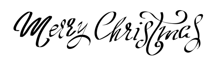 Merry Christmas. Vector text Calligraphic Lettering design card template with snowflakes. Creative typography for Holiday Greeting Gift Poster. Calligraphy Font style Banner.