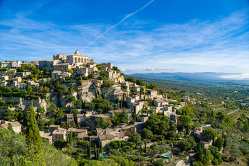 Landscape with hilltop village Gordes in the French Provence