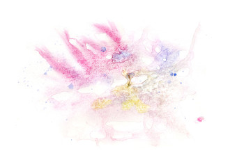 Abstract image of synerotic watercolor splashes on a white background. Multicolored wallpaper....