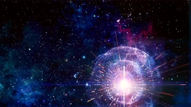 Fantasy supernova star blast in space loop animation