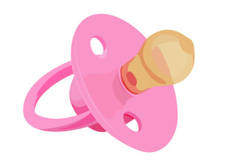 pacifier pink realistic vector illustration isolated