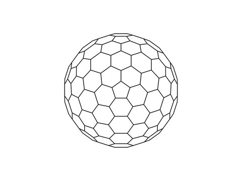 Vector Illustration Of A Honeycomb Hexagon Sphere Isolated On White