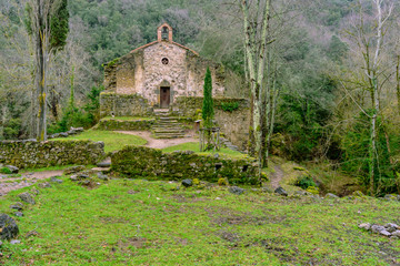 Sant Aniol d'Aguja Church, in the Alta Garrotxa Mountains (Catalonia, Spain)